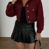 Çift Cepli Denim Crop Ceket