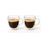 Çift Cidarlı 2’li Kulplu Espresso Fincan Seti 80 ml Şeffaf Espresso Kahve Kupaları, Shot Bardakları, Çift Cidarlı Espresso Fincanları, Espresso Makinesi Için Uygun, Mikrodalga Fırında Kullanılabilir - 001-Renkli