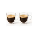 Çift Cidarlı 2’li Kulplu Espresso Fincan Seti 80 ml Şeffaf Espresso Kahve Kupaları, Shot Bardakları, Çift Cidarlı Espresso Fincanları, Espresso Makinesi İçin Uygun, Mikrodalga Fırında Kullanılabilir