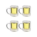 Çift Cidarlı Borosilikat Cam Nescafe,latte,filtre Kahve, Bitki Çayı Kupası 200 Ml 4 Adet-1837 Krem
