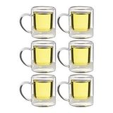 Çift Cidarlı Borosilikat Cam Nescafe,latte,filtre Kahve, Bitki Çayı Kupası 200 Ml 6 Adet-1837 Krem