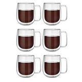 Çift Cidarlı Borosilikat Cam Nescafe,latte,filtre Kahve,süt,bitki Çayı Kupası 300 Ml 6 Adet 2769