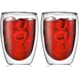 Çift Cidarlı Cam Bardak, Meşrubat Bardağı 300 Ml, Beyaz, Elde Yıkanabilir, 2 Adet Set - 12772 - 0 - Siyah