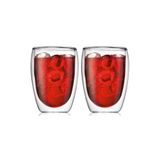 Çift Cidarlı Cam Bardak, Meşrubat Bardağı 300 ml, Beyaz, Elde Yıkanabilir, 2 Adet Set - 12772