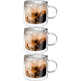 Çift Cidarlı Kahve, Latte, Çay Bardağı Seti, 250 ML Borosilikat Cam Kupa, 3 Adet - 12128