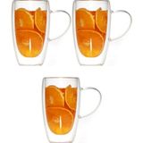 Çift Cidarlı Kahve - Latte - Meşrubat Cam Kupa Seti 400 Ml x 3 Adet 2039 - 2 Adet