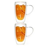 Çift Cidarlı Kahve,latte,meşrubat Cam Kupa Seti 400 Ml 2 Adet 2039 Bej