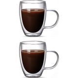 Çift Cidarlı Latte - Kahve - Meşrubat - Bitki Çayı Cam Kupa Seti 300 ml x 2 Adet 2038