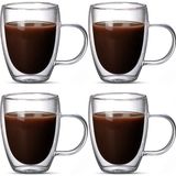 Çift Cidarlı Latte - Kahve - Meşrubat - Bitki Çayı Cam Kupa Seti 300 Ml x 4 Adet 2038