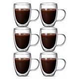 Çift Cidarlı Latte,kahve,meşrubat,bitki Çayı Cam 300 Ml Kupa Seti 6 Adet 2038 Bej
