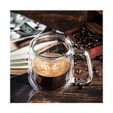 Çift Cidarlı Macchiato Bardak Seti, 2 Adet Çift Duvarlı Kulplu Kahve Bardağı, 250 ml Kahve Fincanı, Cam, Cappuccino, Latte, Çay, Dondurma, Bira Için