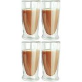 Çift Cidarlı Uzun Cam Kokteyl -meşrubat-latte Bardağı 350 Ml 4 Adet 2323 Beyaz