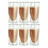 Çift Cidarlı Uzun Cam Kokteyl -meşrubat-latte Bardağı 350 Ml 6 Adet 2323 Beyaz