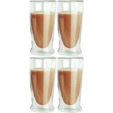Çift Cidarlı Uzun Cam Kokteyl - Meşrubat - Latte Bardağı 350 Ml x 4 Adet 2323