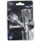 Çift Çıkışlı Musluk Vanası Krom – Dual Tesisat Vanası 1/2'' Giriş 3/8'' Çıkış Çamaşır & Bulaşık Makinesi Bağlantı Vanası