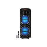 Çift Dev Wooferlı Karaoke Bluetooth Kule Hoparlör Mikrofonlu Led Şarjlı Parti Speaker