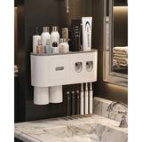 Çift Dispenserli Diş Macunu Sıkacağı 6 Fırçalık Bardaklı Banyo Organizer - Bayi Depom