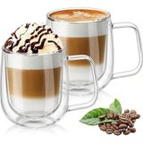 Çift Duvar Cam Kupa, Isı Yalıtımlı Bardak Bardak, Saplı 250 Ml, Çay Su Bardakları, Kahve, S� - Renkli