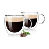 Çift Duvarlı Cam Kahve Fincanı 250ML (2’li Set) – Dayanıklı, Mikrodalga ve Bulaşık Makinesi Uyumlu, & Soğuk Içecekler Için