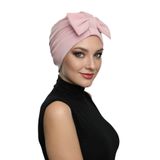 Çift Fiyonklu Pudra Hazır Türban Tesettür Havuz Bonesi