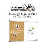 Çift Fonksiyonlu 45X60 cm Yazı Tahtası ve Mantar Pano, Alüminyum Çerçeveli