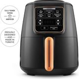 Çift Fonksiyonlu Metalik Airfryer, Siyah, 4 Kişilik, Konuşan Özellikli - Altın