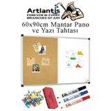 Çift Fonksiyonlu Yazı Tahtası Ve Mantar Pano 60X90 Cm 1 Adet Alüminyum Çerçeveli Yazı Tahta Kalemi Ve Silgisi Harita Çivisi