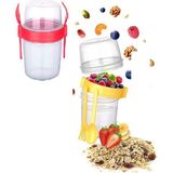 Çift Hazneli - Çatal Kaşıklı Portatif Müsli -Atıştırmalık Kabı 500 ml - Çok Renkli