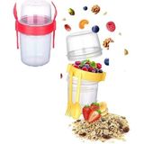 Çift Hazneli - Çatal Kaşıklı Portatif Müsli -Atıştırmalık Kabı 800 ml Midastech