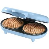 Çift Kalp Waffle Makinesi, 700W, Yapışmaz Kaplama, Mavi Renk, Lezzetli Waffle'lar Için Ideal