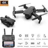Çift Kameralı Drone 4K Hava Quadcopter 2.4g Kızılötesi Rc Işıklı Katlanabilir Drone Wifi - Siyah