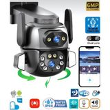 Çift Kameralı Wifi Ip Kamera 360° Hareketli Wifi Iç-Dış Mekan Ptz Ses Kayıtlı Güvenlik Kam - Çok Renkli
