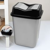 Çift Kapaklı Plastik Çöp Kovası - Ev Ofis Banyo Mutfak Çöp Kovası Gri 30 Litre