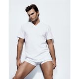 Çift Kaplan 945 V Yaka Pamuklu Erkek Fanila T Shirt Beyaz 3 Adet