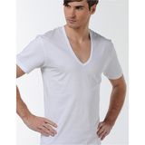 Çift Kaplan Erkek 0936 Derin V Yaka Beyaz T-Shirt 3'lü - XL