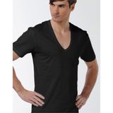 Çift Kaplan Erkek 0936 Derin V Yaka Siyah T-Shirt 3'lü