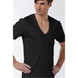 Çift Kaplan Erkek Derin V Yaka Siyah T-shirt 0936