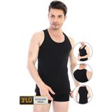 Çift Kaplan Erkek Elastanlı Siyah Atlet 0917 3'lü Ekonomik Paket