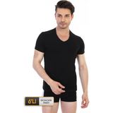 Çift Kaplan Erkek Elastanlı V Yaka Siyah T-Shirt 0956 6'lı Paket - XL