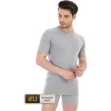 Çift Kaplan Erkek Ribana Bisiklet Yaka Gri Melanj T-Shirt 841 6'lı Paket - 3XL
