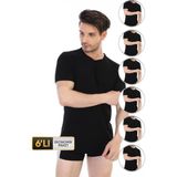 Çift Kaplan Erkek Ribana Bisiklet Yaka Siyah Fanila 841 6'lı Ekonomik Paket - 3XL