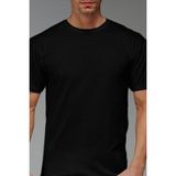 Çift Kaplan Erkek Süprem Bisiklet Yaka Siyah T-Shirt 0947 3'lü Paket - 2XL