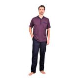 Çift Kaplan Pamuklu Jakarlı Kısa Kol Erkek Pijama Takım