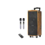 Çift Karaoke Mikrofonlu Bluetooth Hoparlör Fm Radyo 50W 2X8 İnç Rgb Kumandalı Ahşap Jbr8808