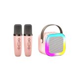 Çift Karaoke Mikrofonlu Kablosuz Bluetooth Hoparlör 5 Ses Efektli Rgb Hd Stereo Ses Usb/Sd/FM