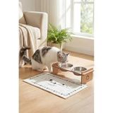 Çift Kaseli Pet Mama Kabı, Ahşap Stand, Paspas Hediyeli