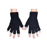 Çift Kat Orlon Kışlık Kesik Parmak Eldiven Bay-bayan (unisex) siyah siyah