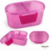 Çift Katlı 3 Bölmeli Kilitli Pembe Beslenme Kabı-Çok Amaçlı Çocuk Saklama Kabı 16x8x10cm