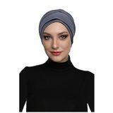 Çift Katlı Astarlı Hazır Koyu Gri Türban Tesettür Dış Ve Havuz Bonesi