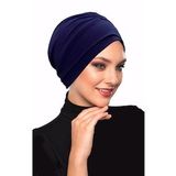 Çift Katlı Astarlı Lacivert Hazır Türban Tesettür Dış Ve Havuz Bonesi